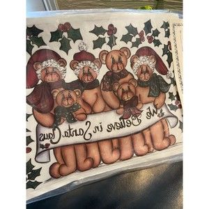 VINTAGE IRON ON TRANSFER Large Size Christmas We Believe In Santa Claus Crafts